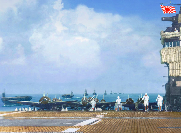 March 26, 1942 Imperial Japanese Navy Aircraft Carrier Akagi at Staring Bay, Dutch East Indies (Indonesia)