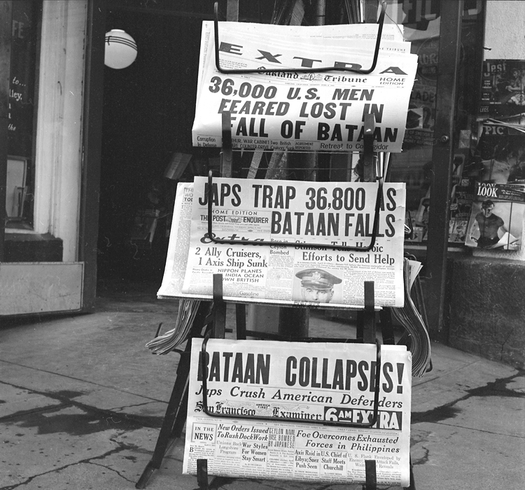 Bataan falls newspapers April 9, 1942 Surrender of Allied Forces on Bataan Peninsula to Imperial Japanese forces